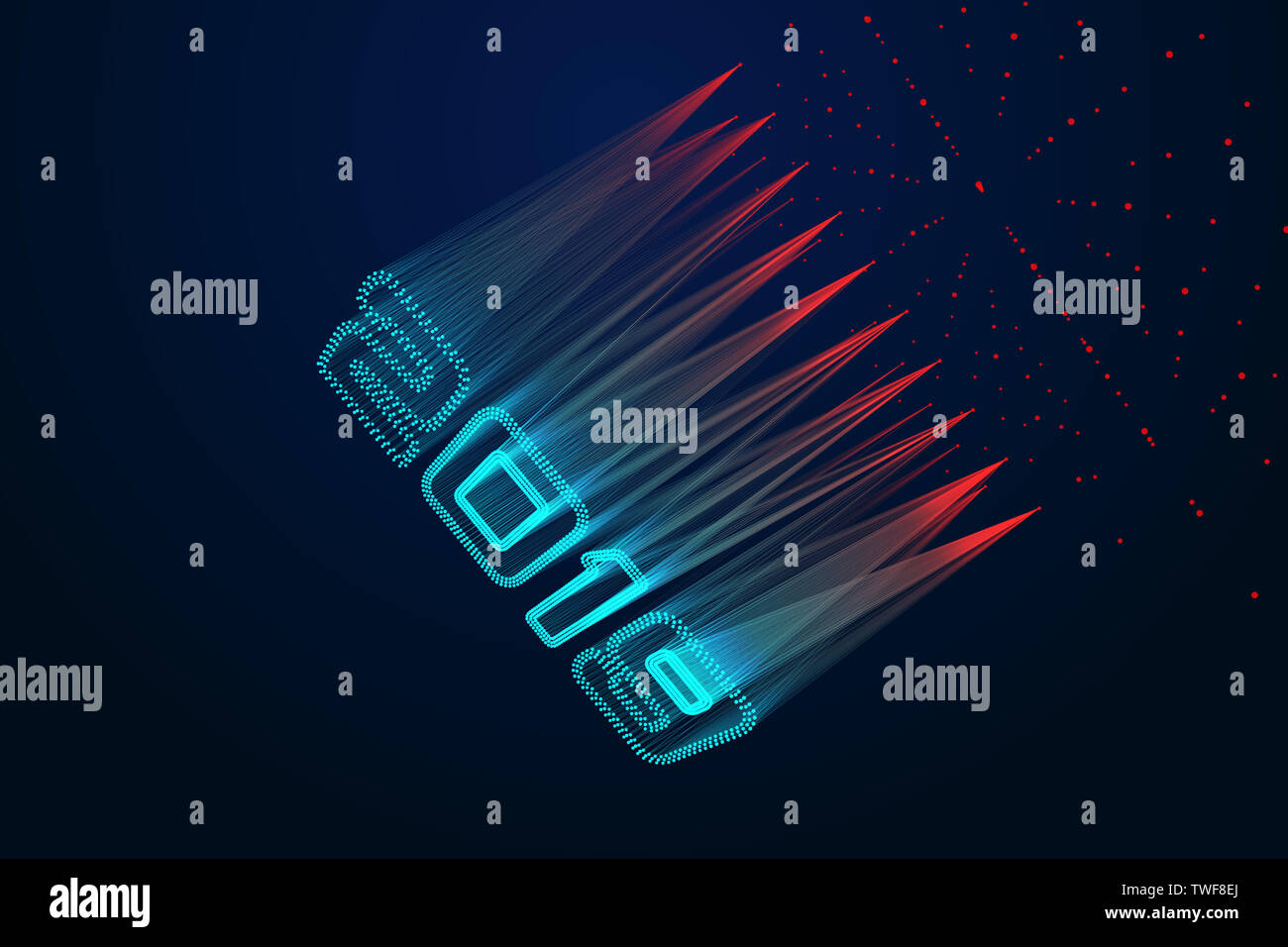 Point lines make up 2019 tech sense 3d numbers Stock Photo