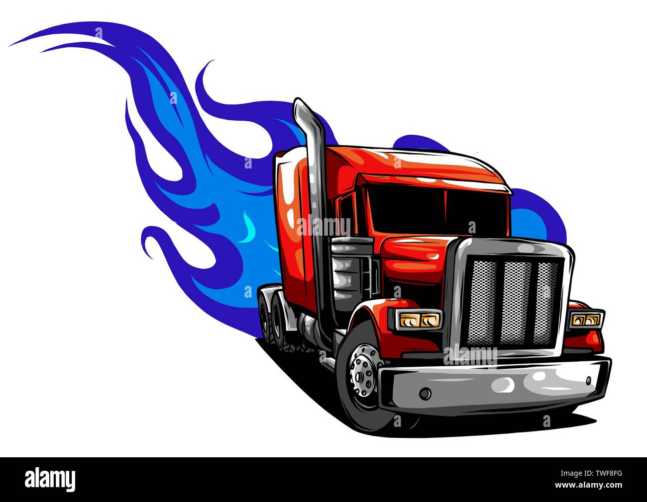 Vector Cartoon Semi Truck. vector illustration design Stock Vector