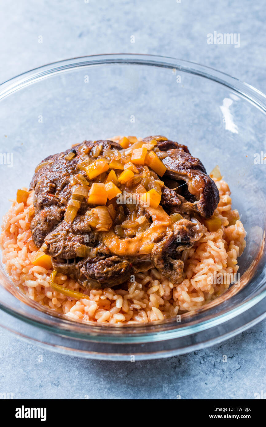 Osso Buco, Veal Shanks that are Braised in Wine with Saffron Risotto