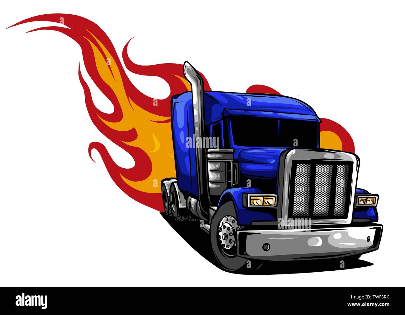 Vector Cartoon Semi Truck. vector illustration design Stock Vector