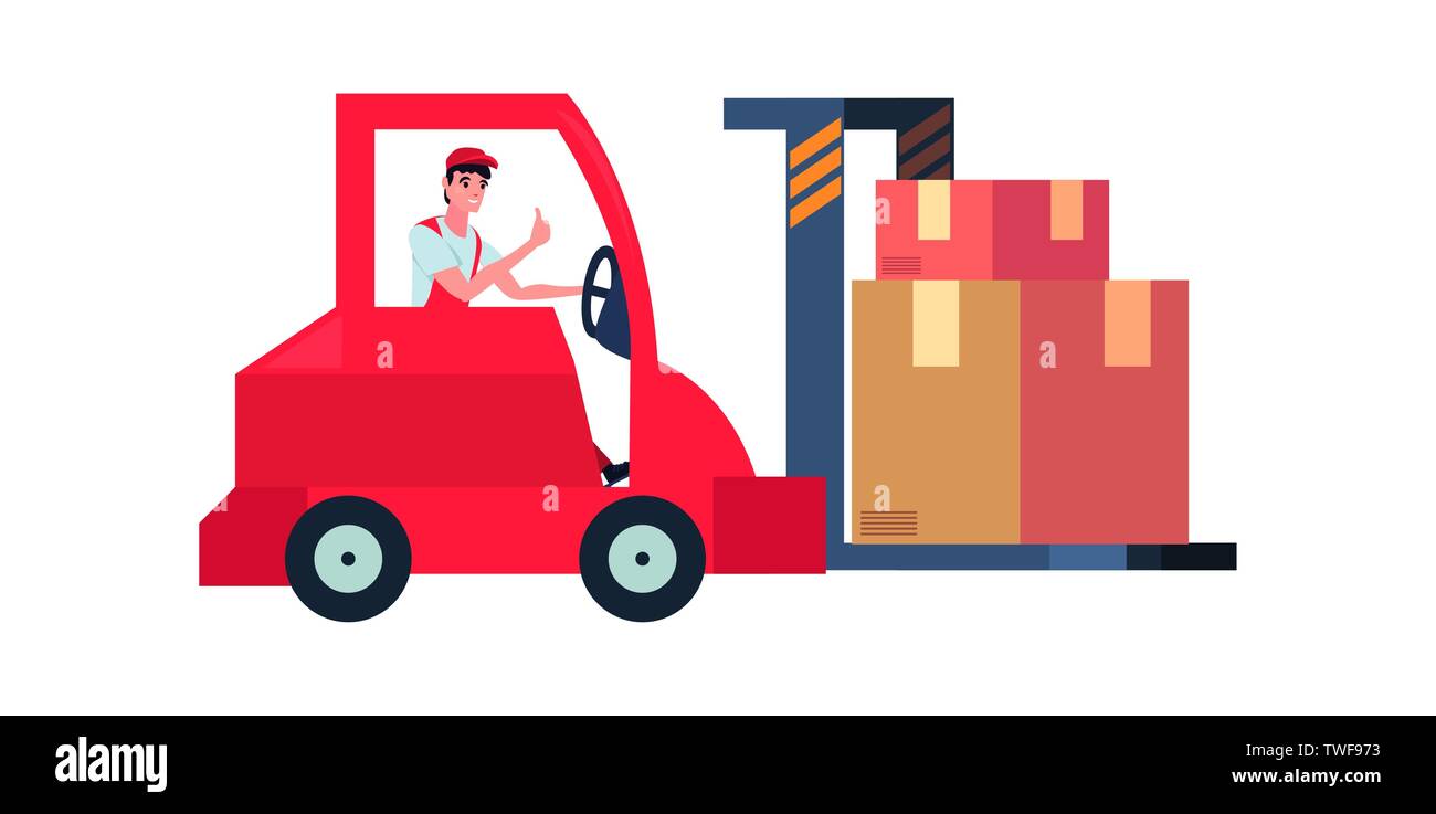 Man driving forklift truck Stock Vector Images - Alamy