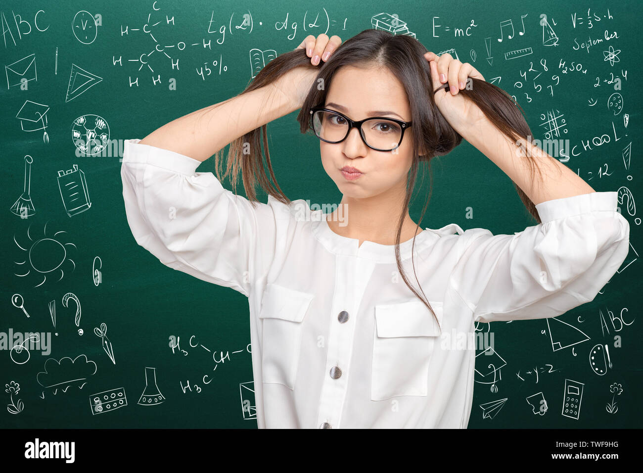 Portrait of a cute young student girl Stock Photo - Alamy