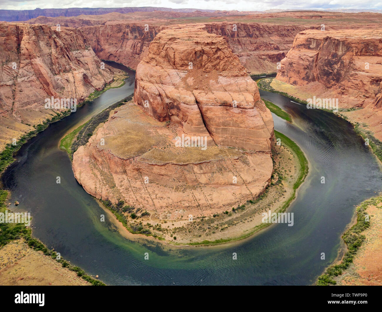 Horseshoe bend, Arizona, United States. Horseshoe-shaped incised meander of the Colorado River near the town of Page Stock Photo