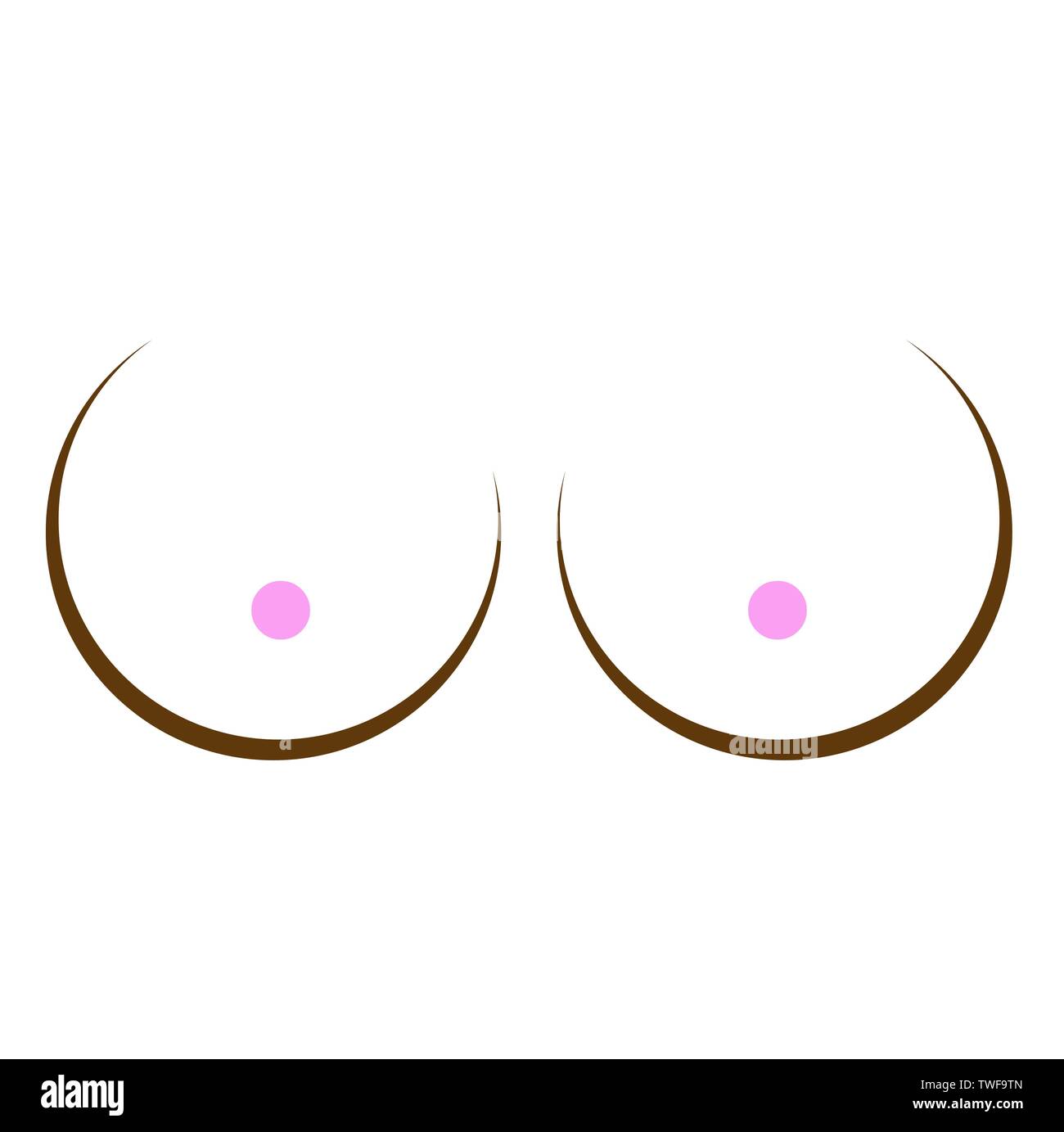 Abstract drawing of female breasts- breast cancer awareness symbol