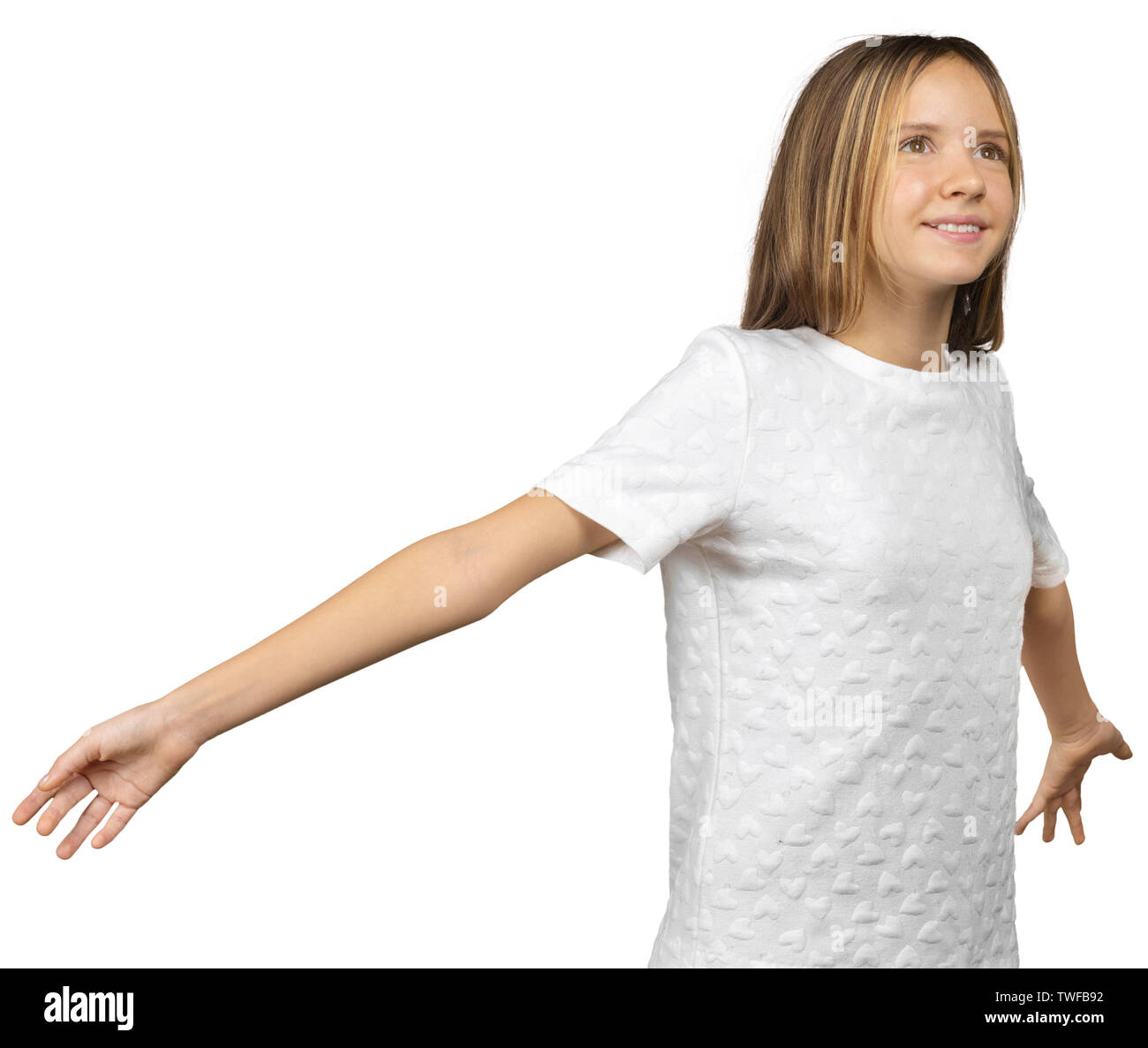 Beautiful little girl caucasian with long hair Stock Photo - Alamy