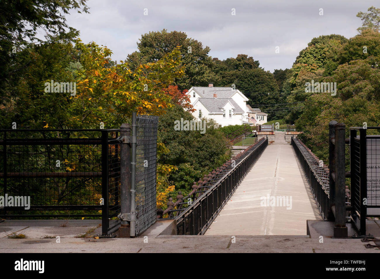 View across the top of Echo Bridge spanning the Charles River between