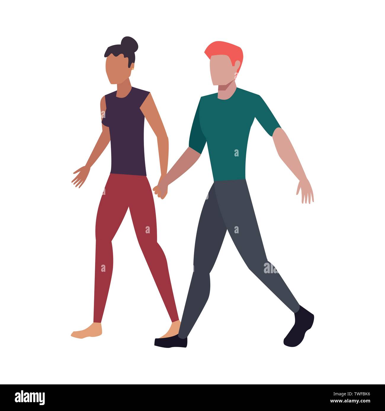 man and woman holding hands couple vector illustration Stock Vector ...