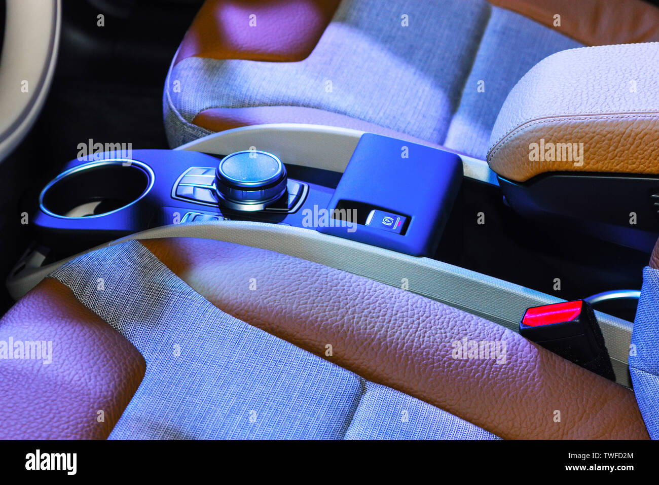Beautiful new car interior. Vehicle controls panel Stock Photo Alamy