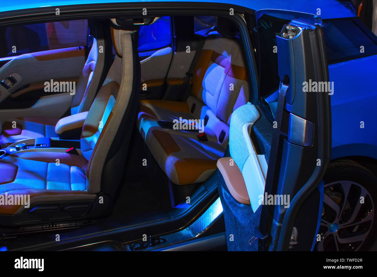 Beautiful new car interior. Vehicle controls panel Stock Photo Alamy