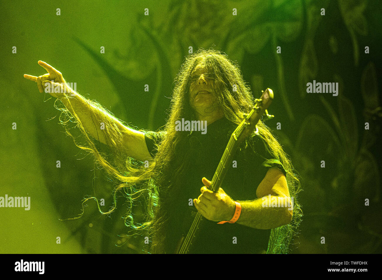 Copenhagen, Denmark. 20th June, 2019. Copenhagen, Denmark - June 20th, 2019. The American death metal band Immolation performs a live during the Danish heavy metal festival Copenhell 2019 in Copenhagen. Here vocalist and bass player Ross Dolan is seen live on stage. (Photo Credit: Gonzales Photo/Alamy Live News Stock Photo