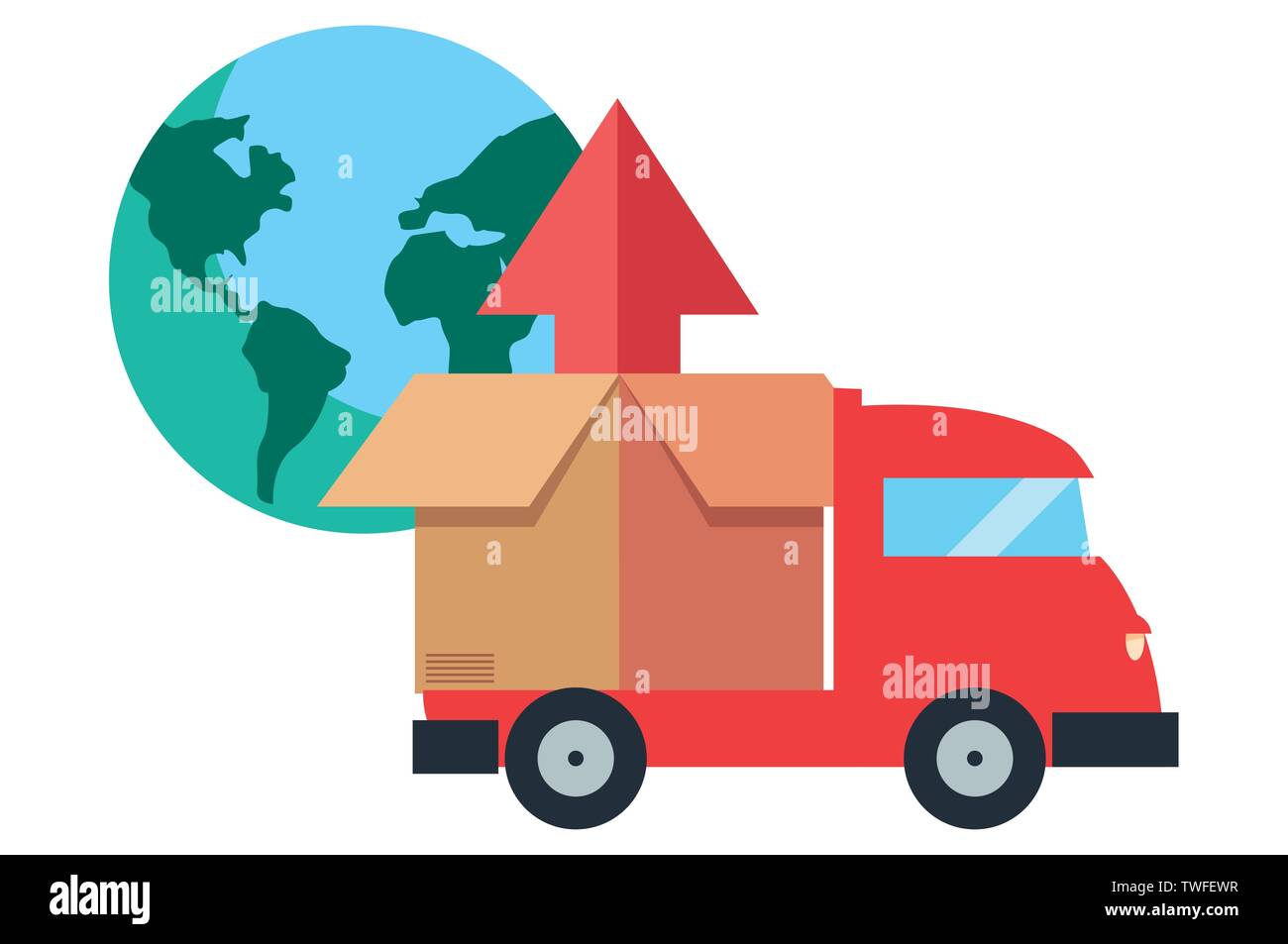truck package delivery fast shipping world vector illustration Stock ...