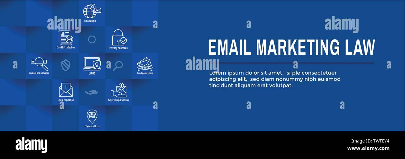 Email Marketing Rules Regulations Icon Set And Web Header Banner