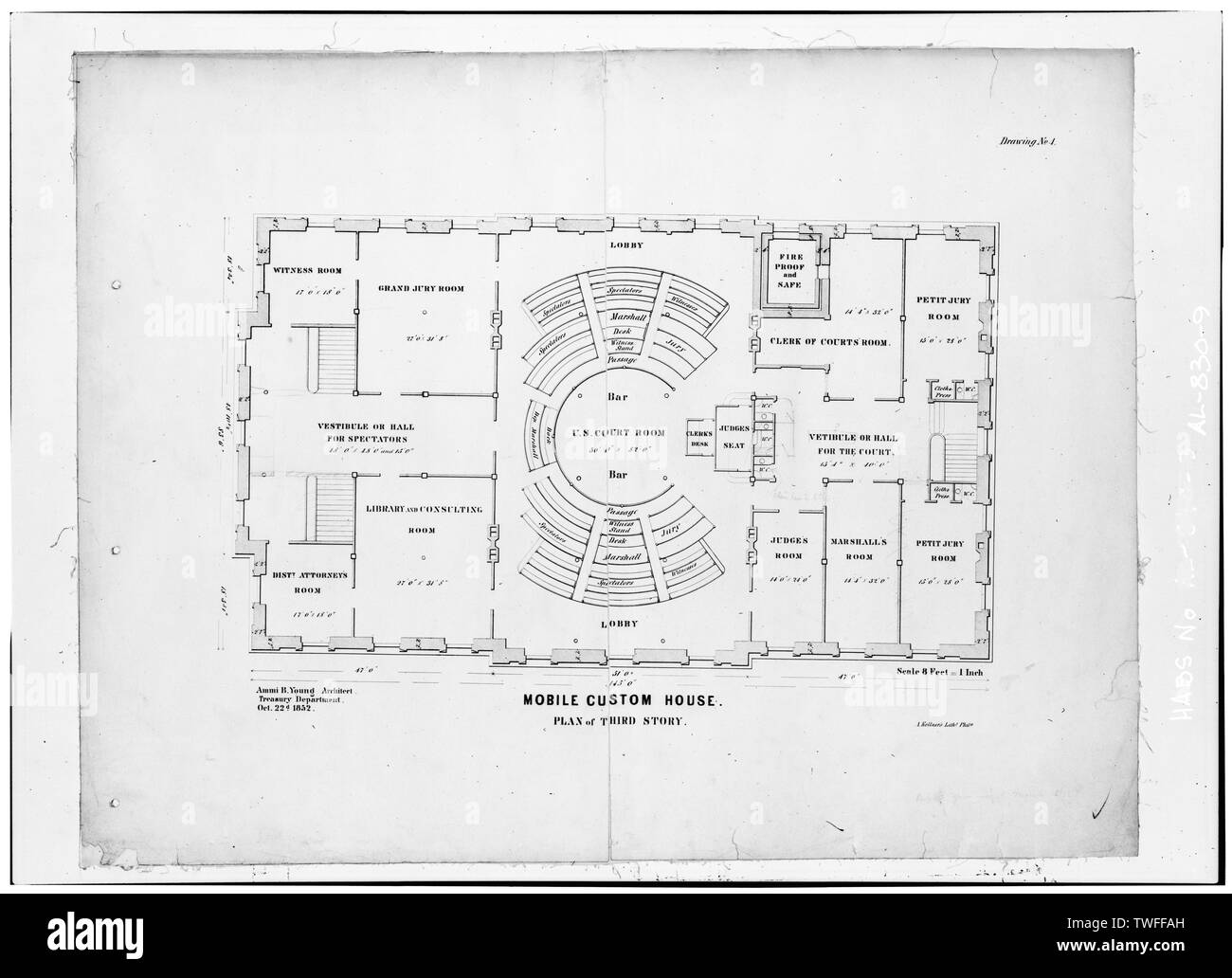PLAN OF THIRD STORY U.S. Custom House and Post Office, Royal and