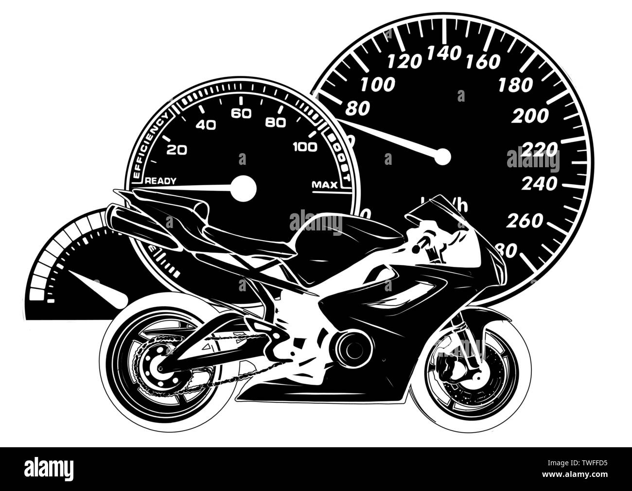 Artistic stylized motorcycle racer in motion. illustration Stock Vector