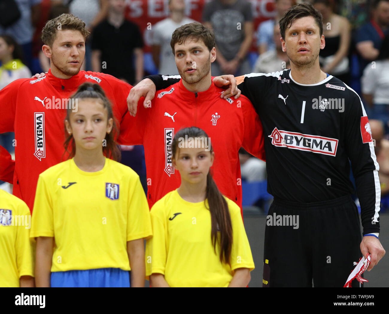 KYIV, UKRAINE JUNE 12, 2019 Players of Denmark National handball
