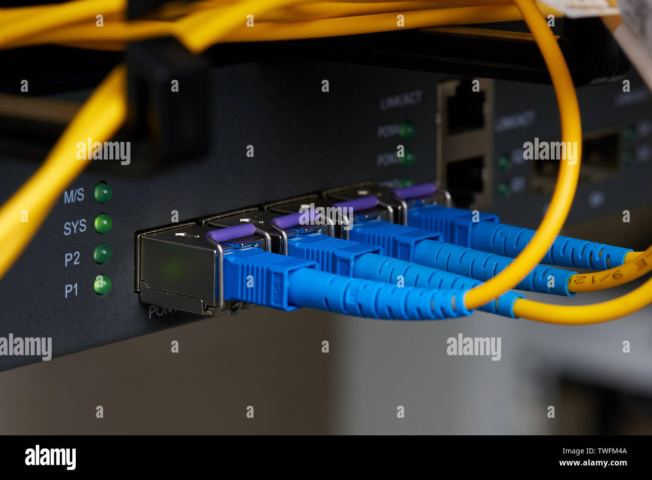 Internet service provider communications equipment. Stock Photo