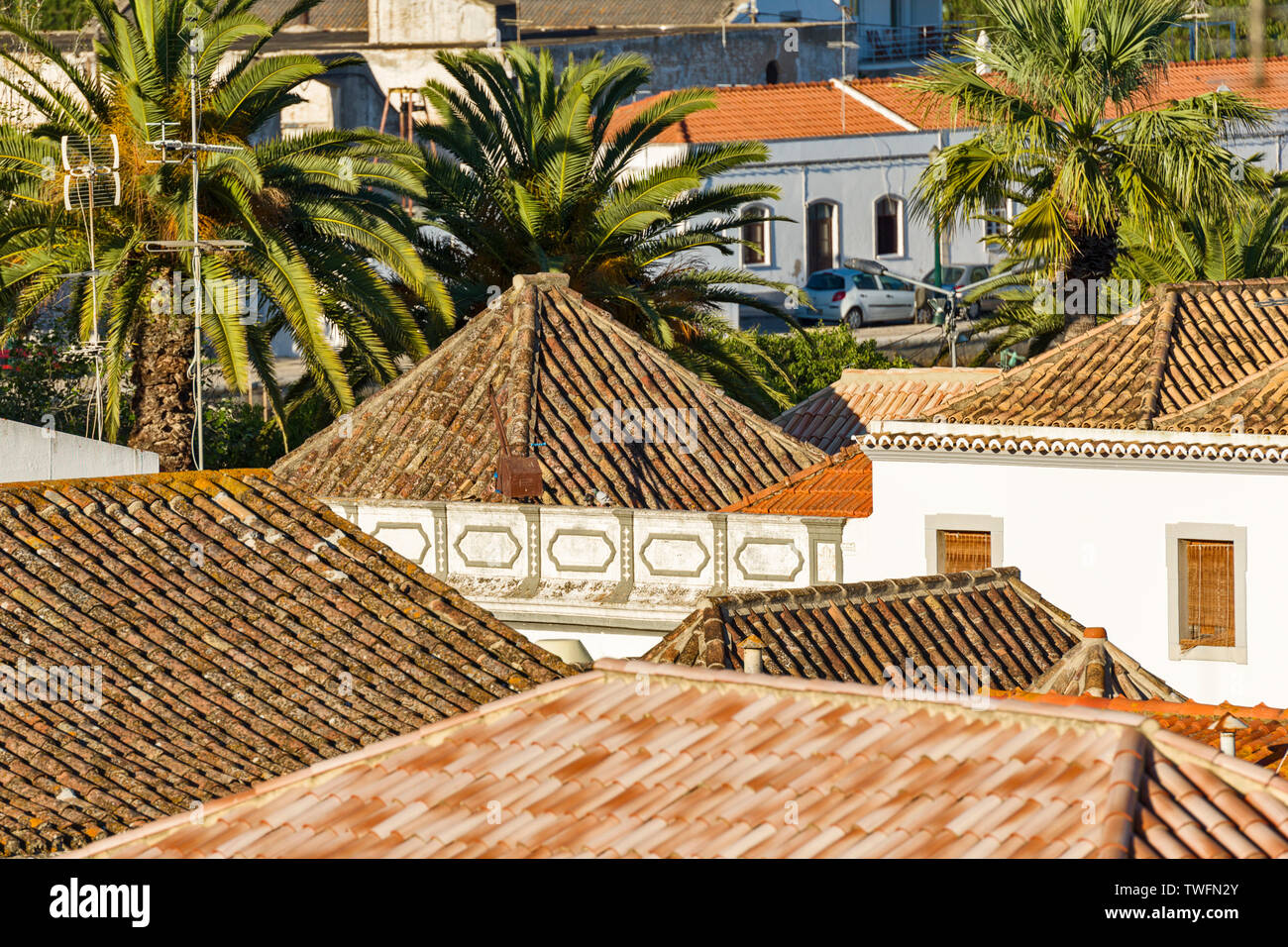 the four-sided roof bears witness to a strong oriental influence in emblematic architecture of the city of Tavira, Algarve, Portugal Stock Photo