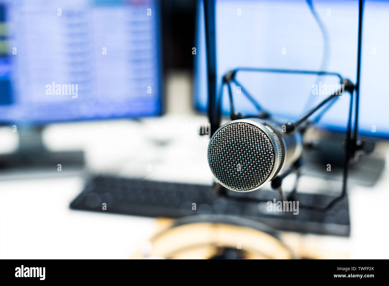 Modern equipment in broadcast studio Stock Photo Alamy