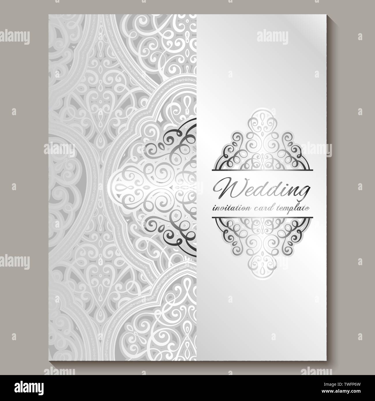 Wedding Invitation Card With Silver Shiny Eastern And Baroque Rich Foliage Intricate Ornate Islamic Background For Your Design Islam Arabic Indian Stock Vector Image Art Alamy