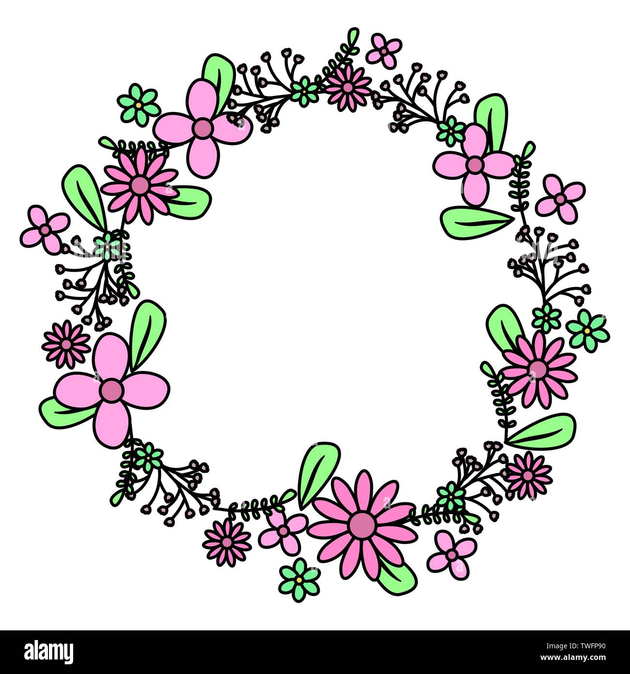 flowers and leafs wreath crown vector illustration design Stock Vector ...