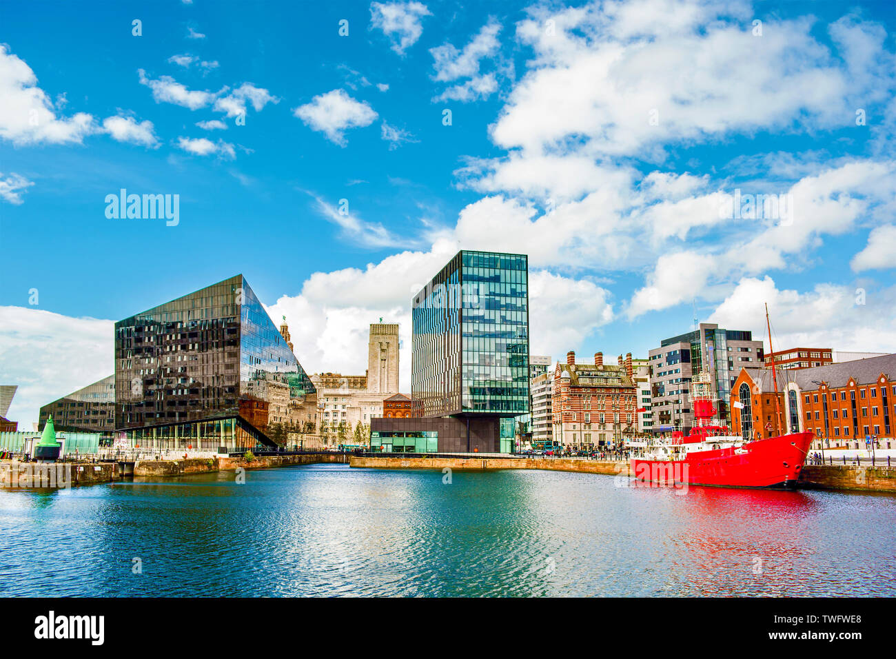 Buildings in Liverpool (England) near the river Mersey Stock Photo