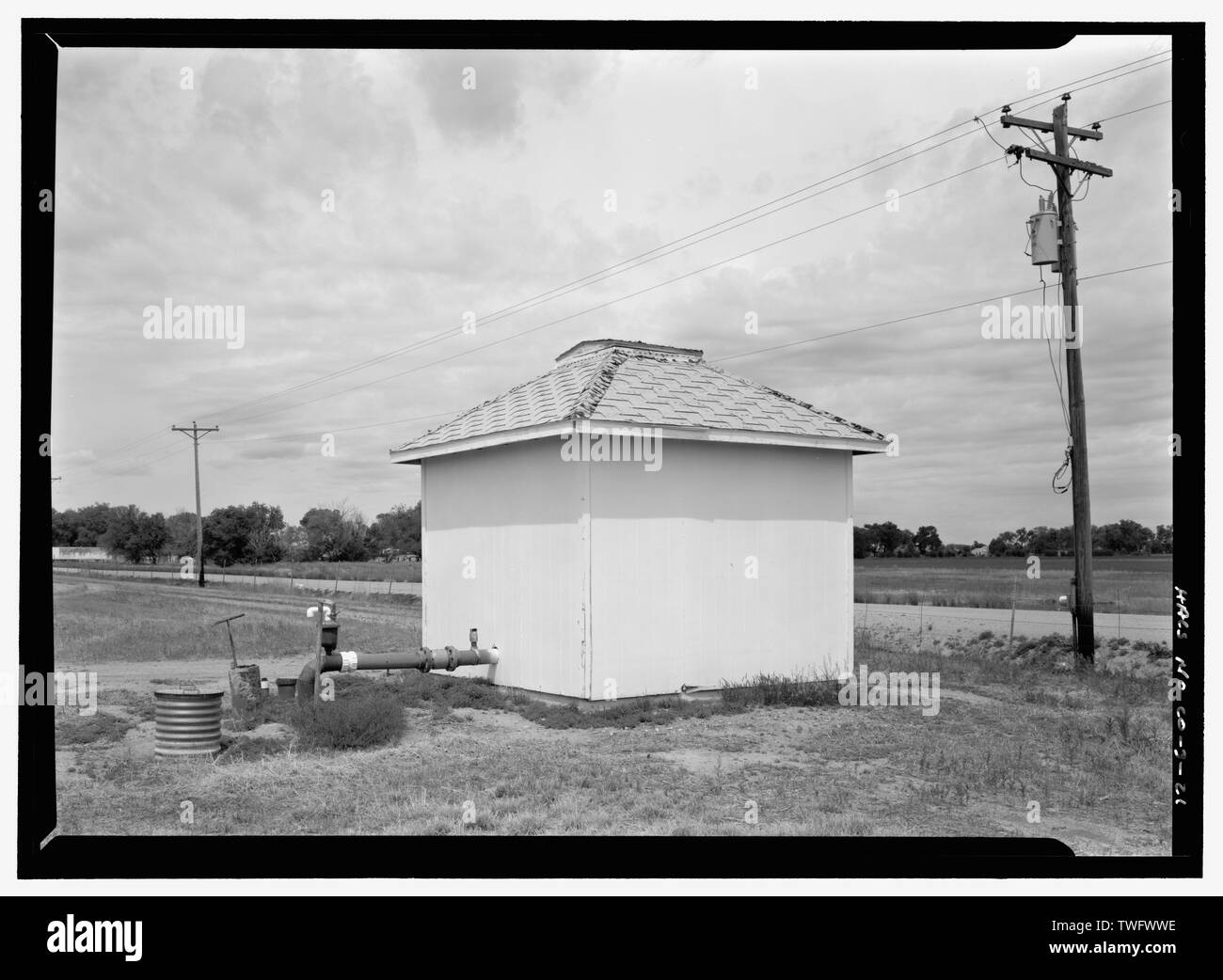 PUMP HOUSE 3 ON UNDEVELOPED SECTION OF CEMETERY, REAR AND SOUTH SIDE