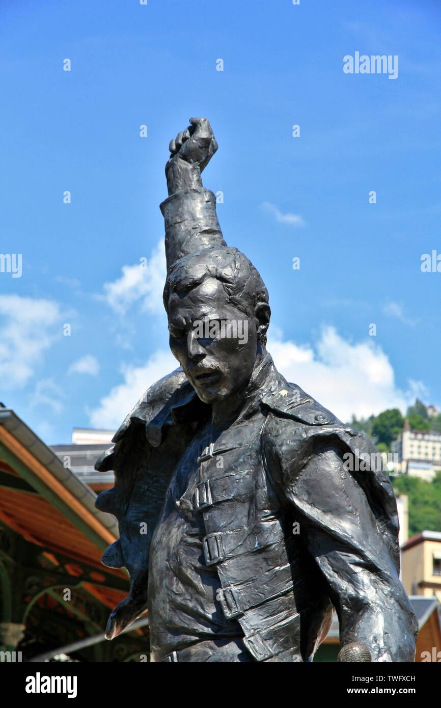 Statue of Freddie Mercury, singer of the group Queen, in Montreux which is a Swiss commune of the canton of Vaud Stock Photo