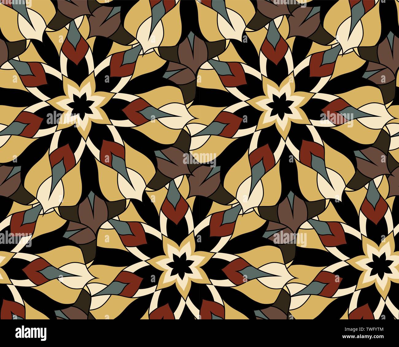 Seamless repeating floral pattern consisting of mandalas Stock Vector ...