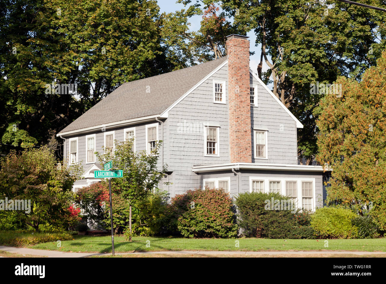 Traditional Wood Shingle clad House at the junction of Larchmont Ave ...