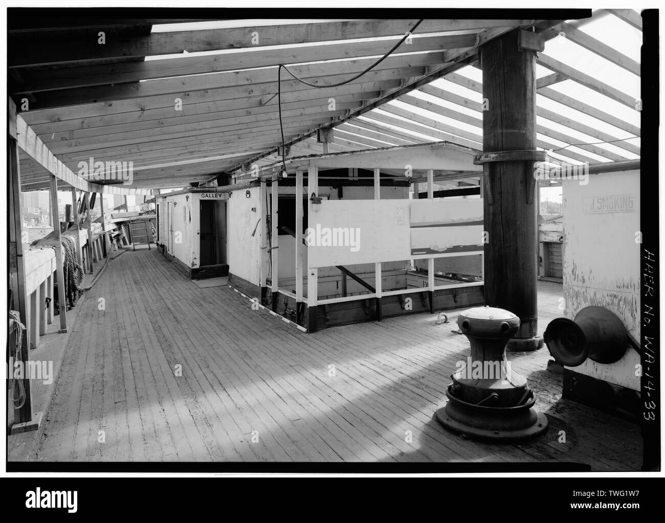 Port side of main deck, view forward from mainmast Schooner WAWONA