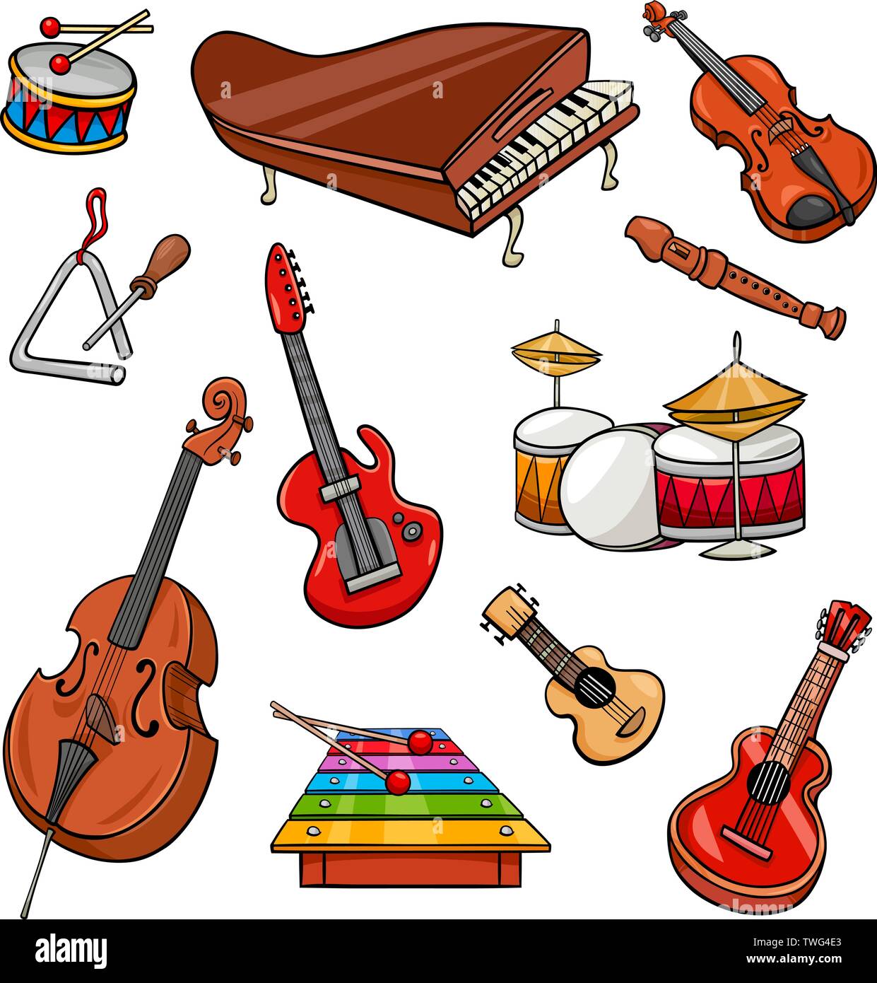 Cartoon Illustration of Musical Instruments Objects Clip Art Collection