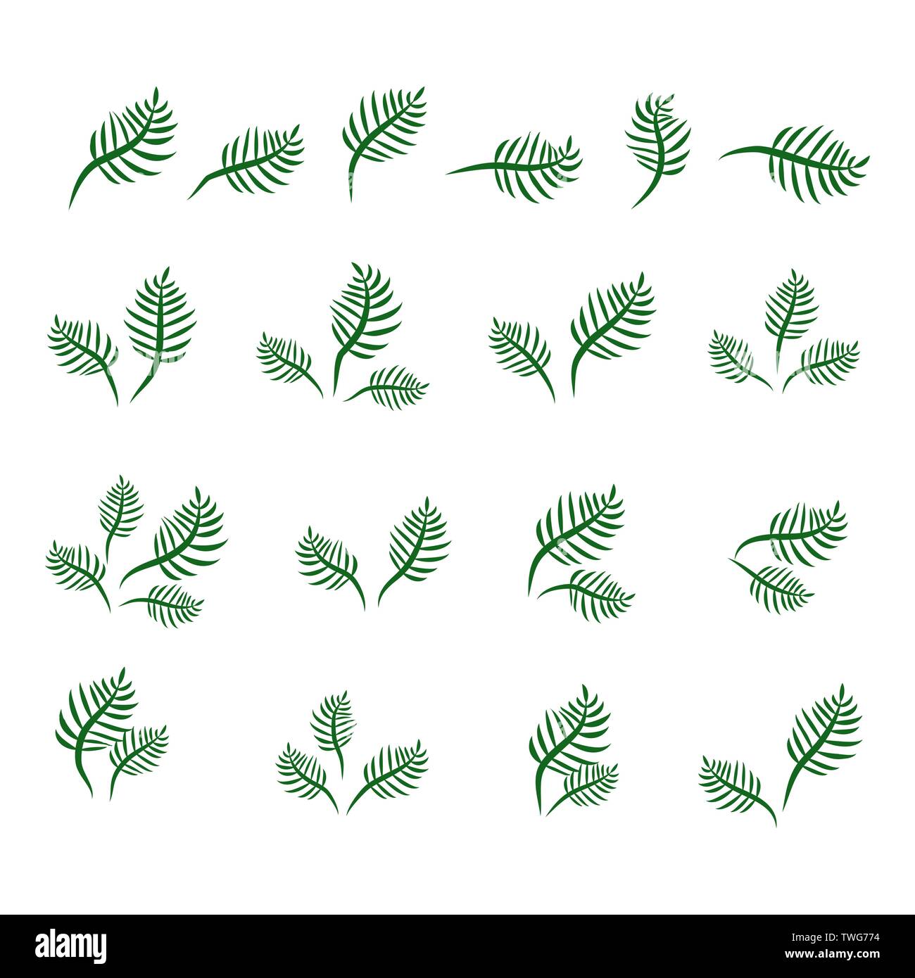 green leaf icons set on white background Stock Vector Image & Art - Alamy