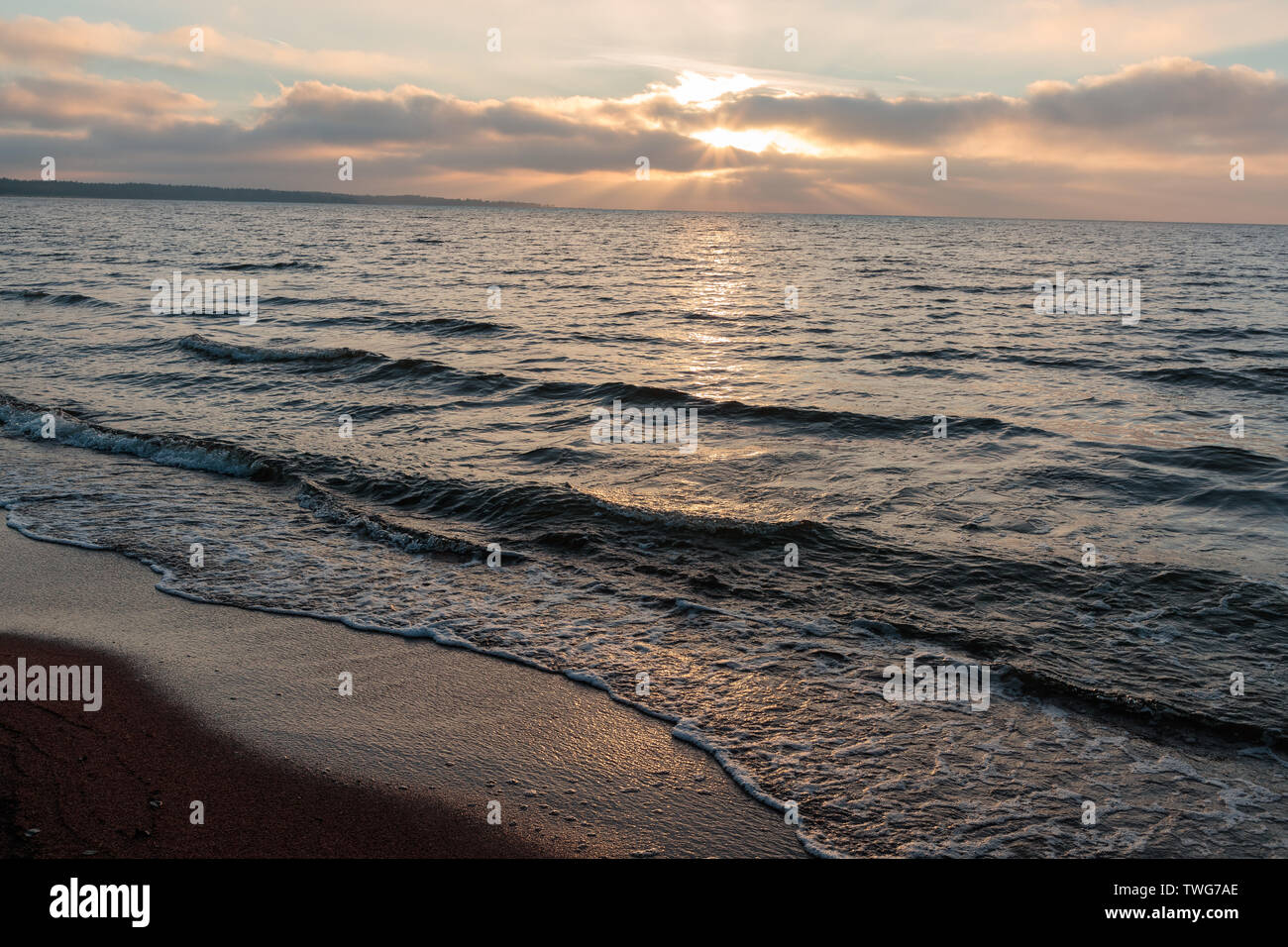 horizon of the sea and sky in the evening Stock Photo