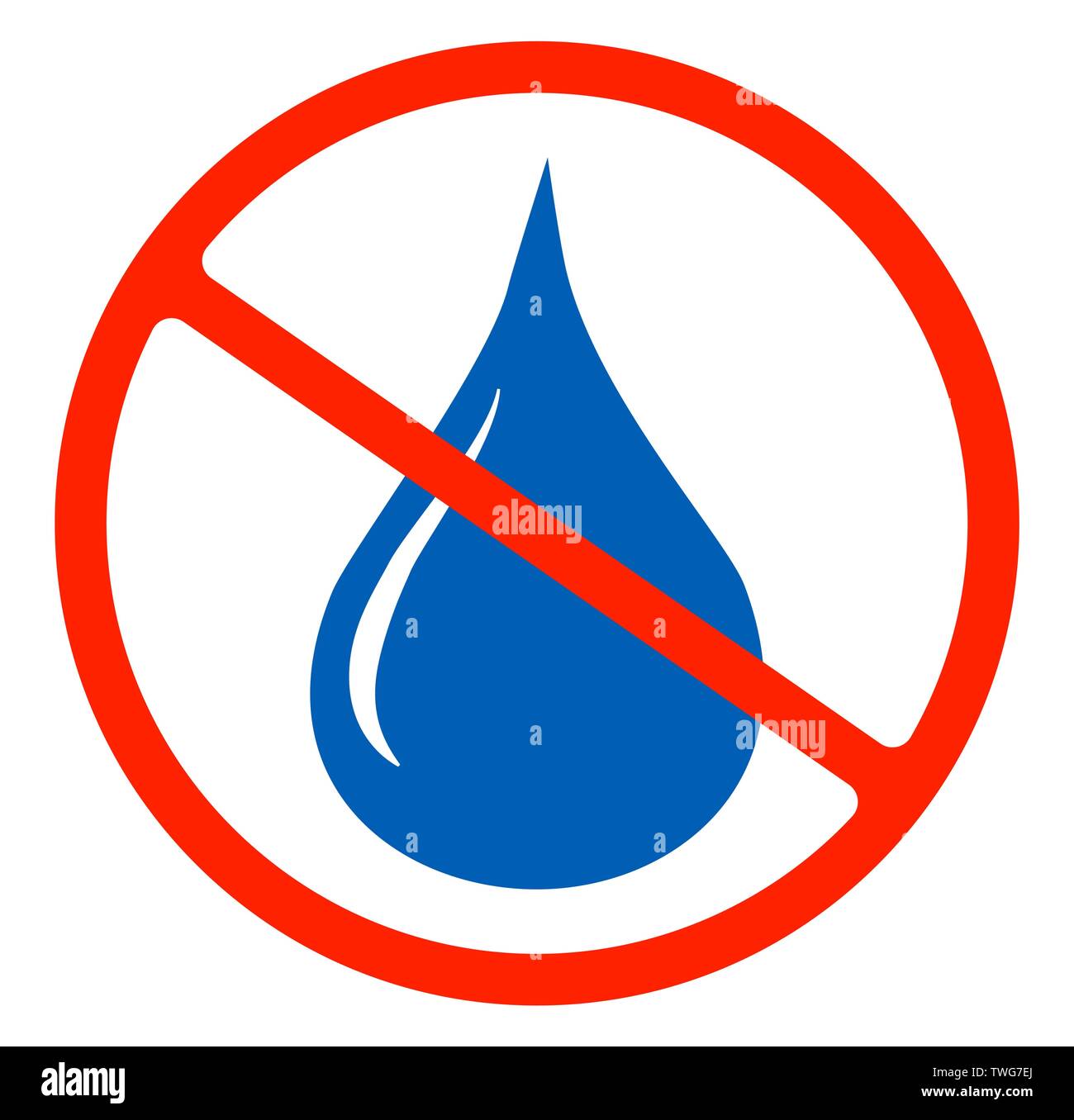 No water resistant, no waterproof or do not drink with drop warning signs flat symbols