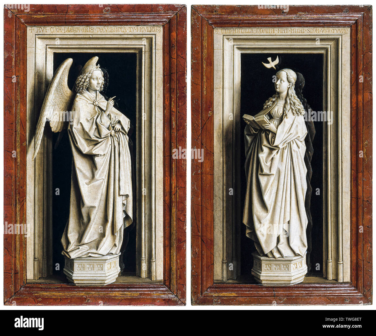 Jan van Eyck, The Annunciation Diptych, painting, 1433-1435 Stock Photo