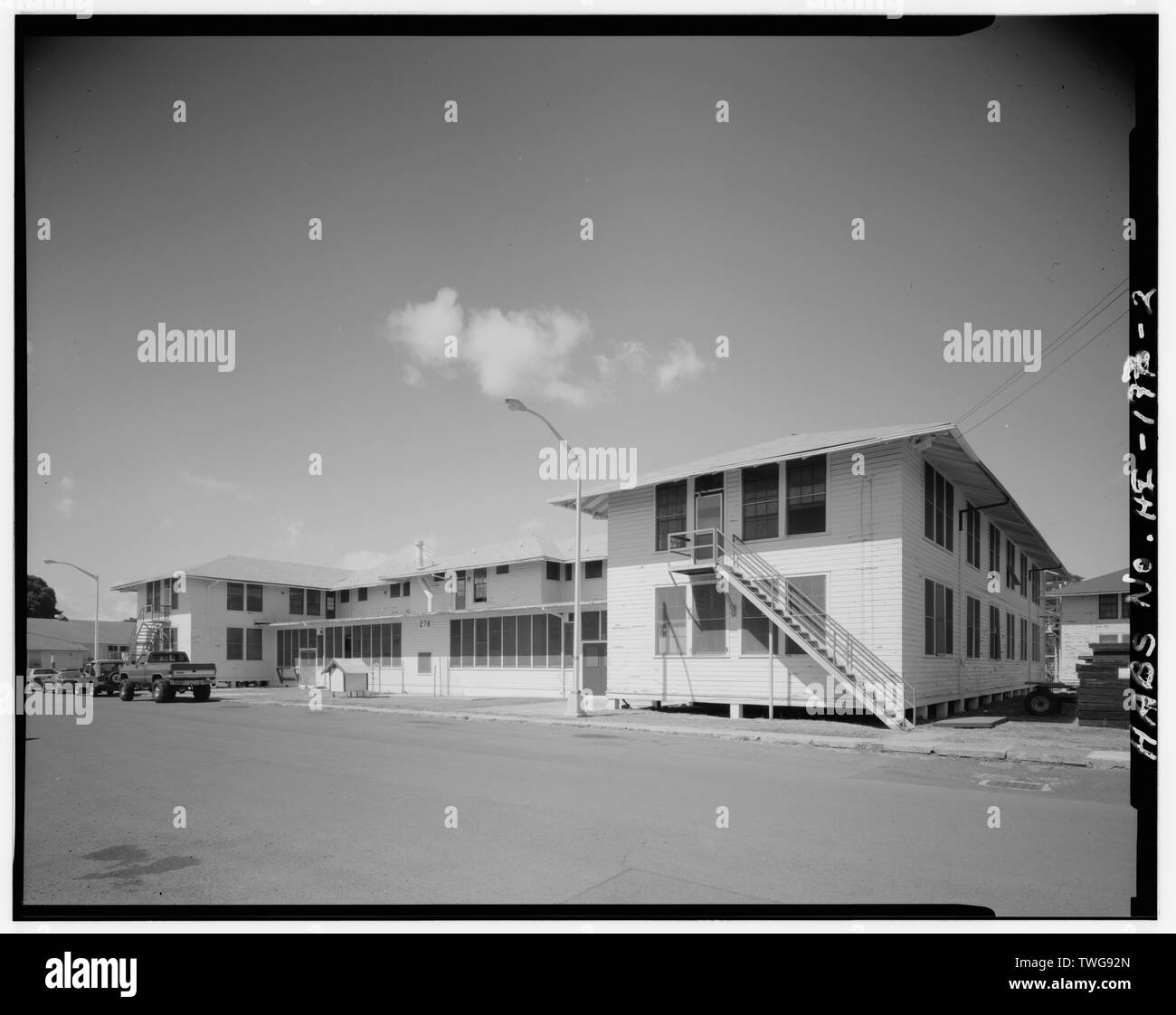 REAR (WEST) SIDE OF BARRACKS BUILDING 278 U.S. Naval Base, Pearl