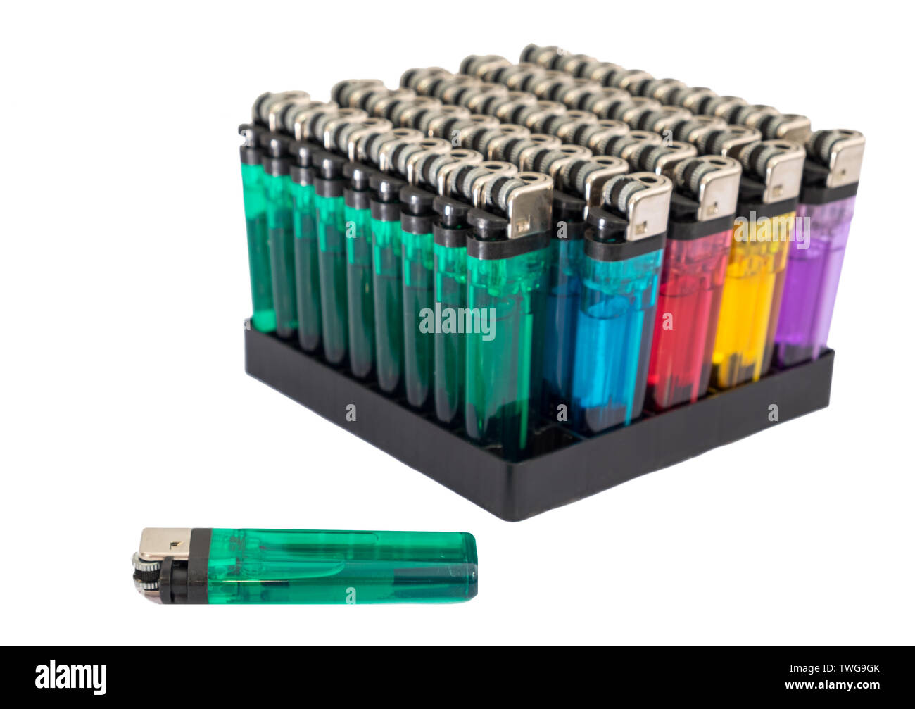 Cigarette lighter set sort,isolated on background Stock Photo