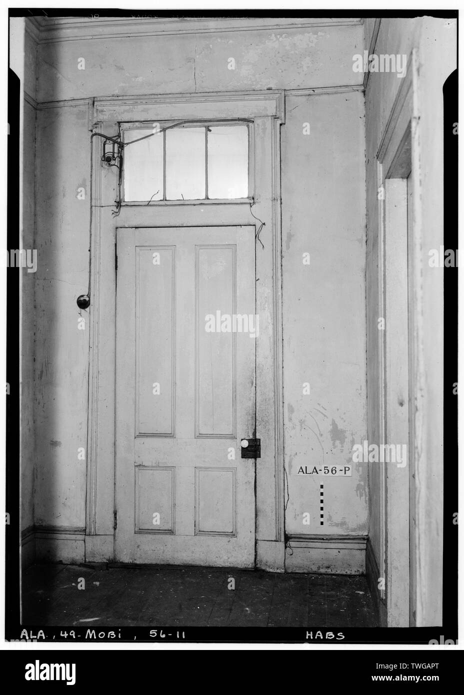 Historic American Buildings Survey E. W. Russell, Photographer, March 24, 1936 REAR DOOR IN HALL, 1st FLOOR - Horta-Semmes House and Fence, 802 Government Street, Mobile, Mobile County, AL Stock Photo