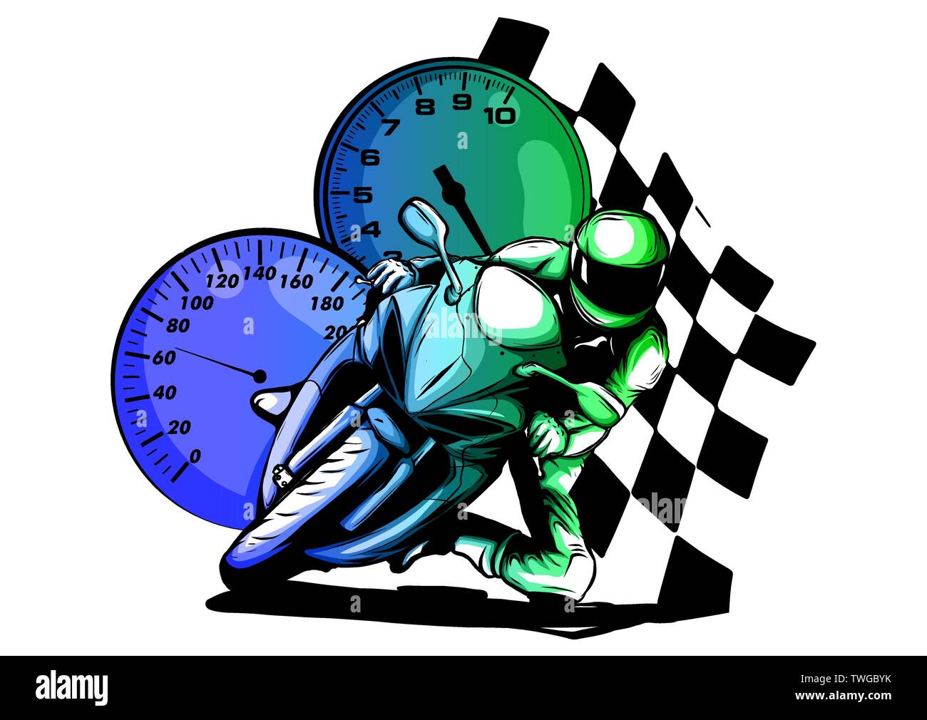 Road motorcycle rider, abstract vector silhouette, motor sport logo