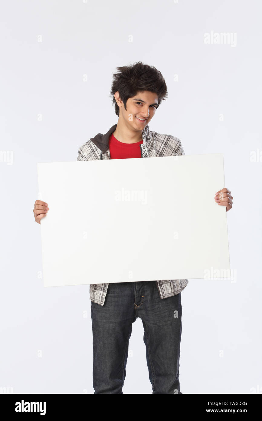 Teenage boy blank sign hi-res stock photography and images - Alamy