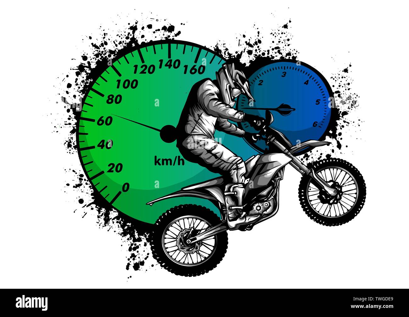 Motorbike rider, abstract vector silhouette. Road motorcycle racing Stock Vector