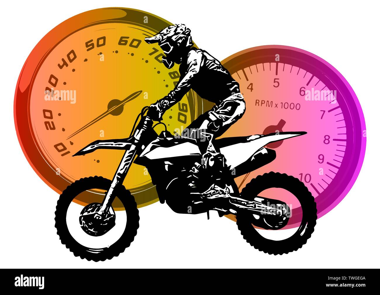 Motorbike rider, abstract vector silhouette. Road motorcycle racing Stock Vector