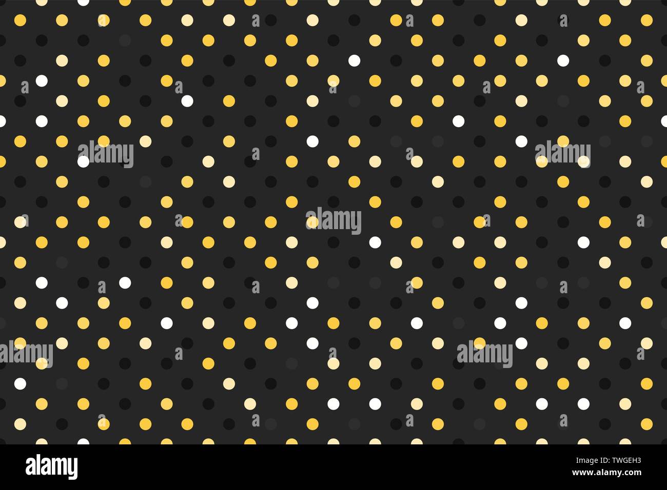 Dark with gold polka dot. Wide Seamless pattern Vector background. Black surface design Stock Vector
