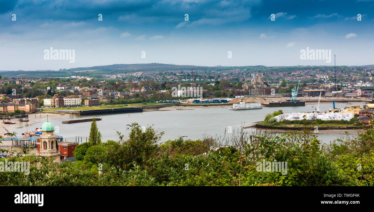 Chatham and Rochester viewed from the Heritage Park in Gillingham Stock Photo