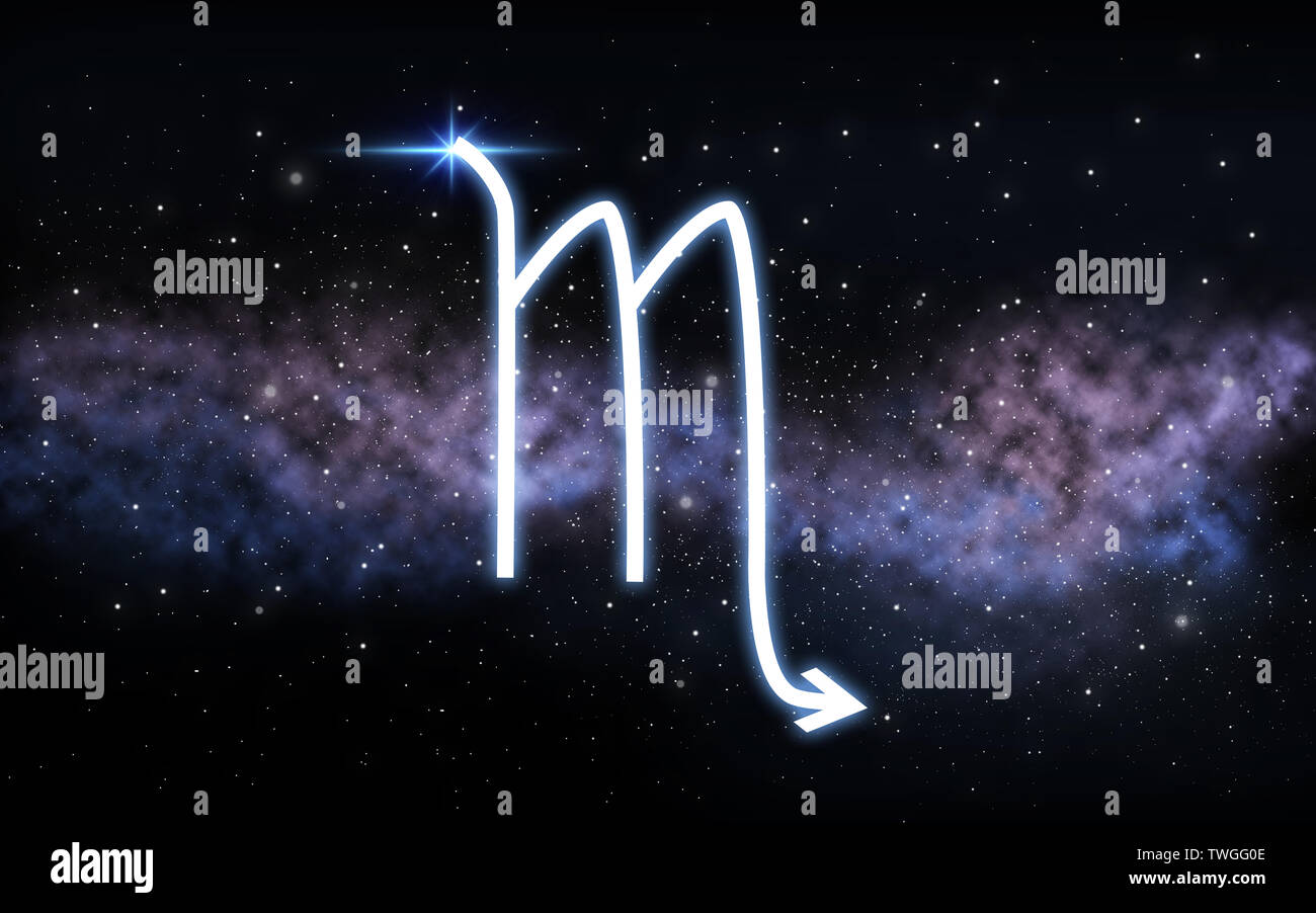 scorpio zodiac sign over night sky and galaxy Stock Photo
