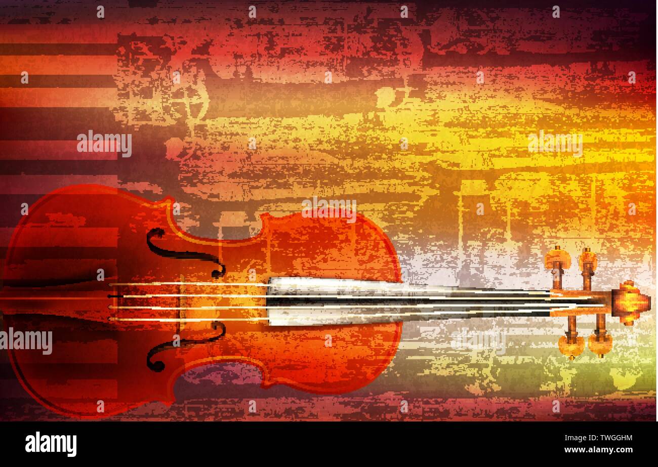 abstract brown grunge music background with violin Stock Vector Image ...