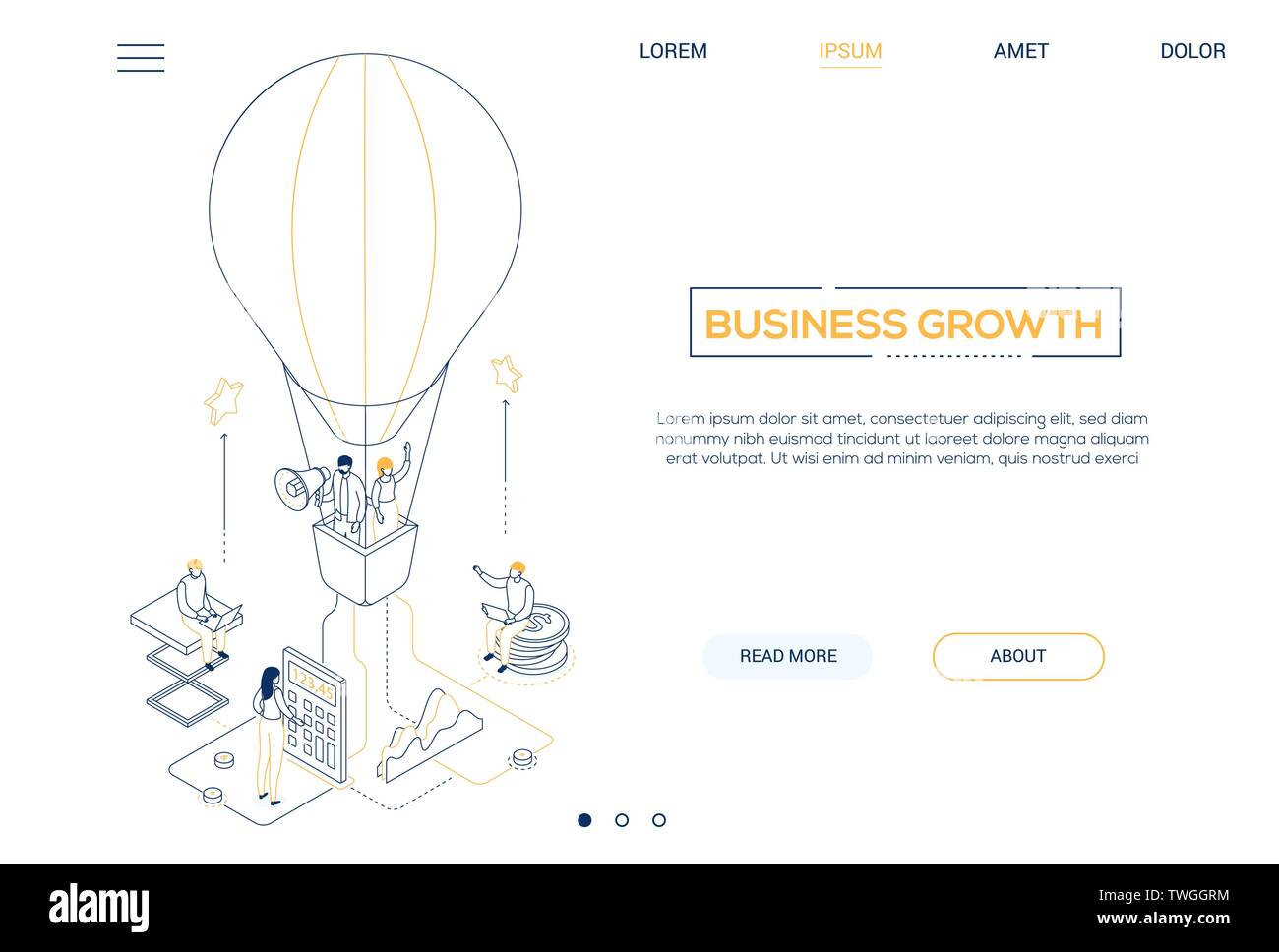 Business growth - line design style isometric web banner Stock Vector ...