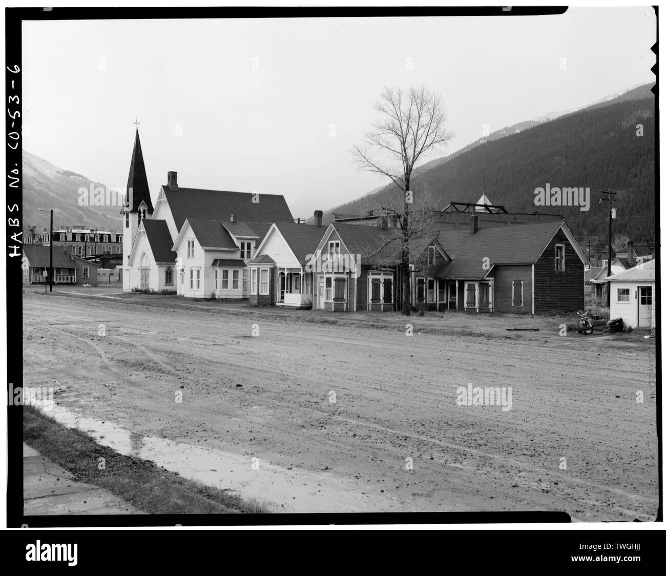 REESE ST. BETWEEN 10TH AND 11TH STS., GENERAL VIEW - Silverton Historic District, Silverton, San Juan County, CO Stock Photo
