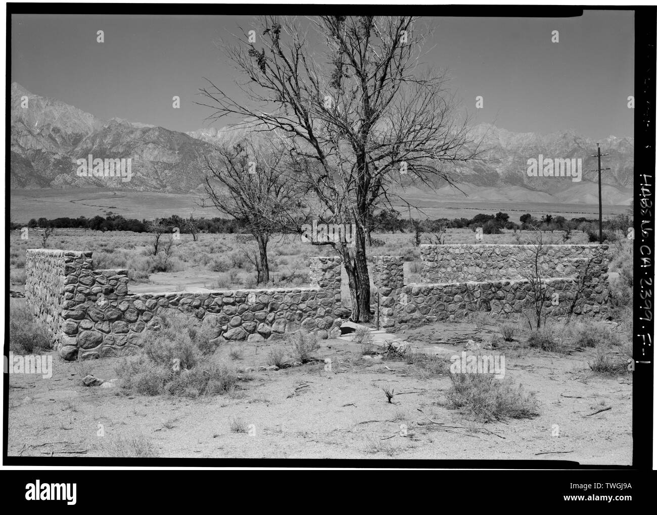 REMAINS OF ROCK HOUSE, EAST ELEVATION, LOOKING WEST Manzanar War