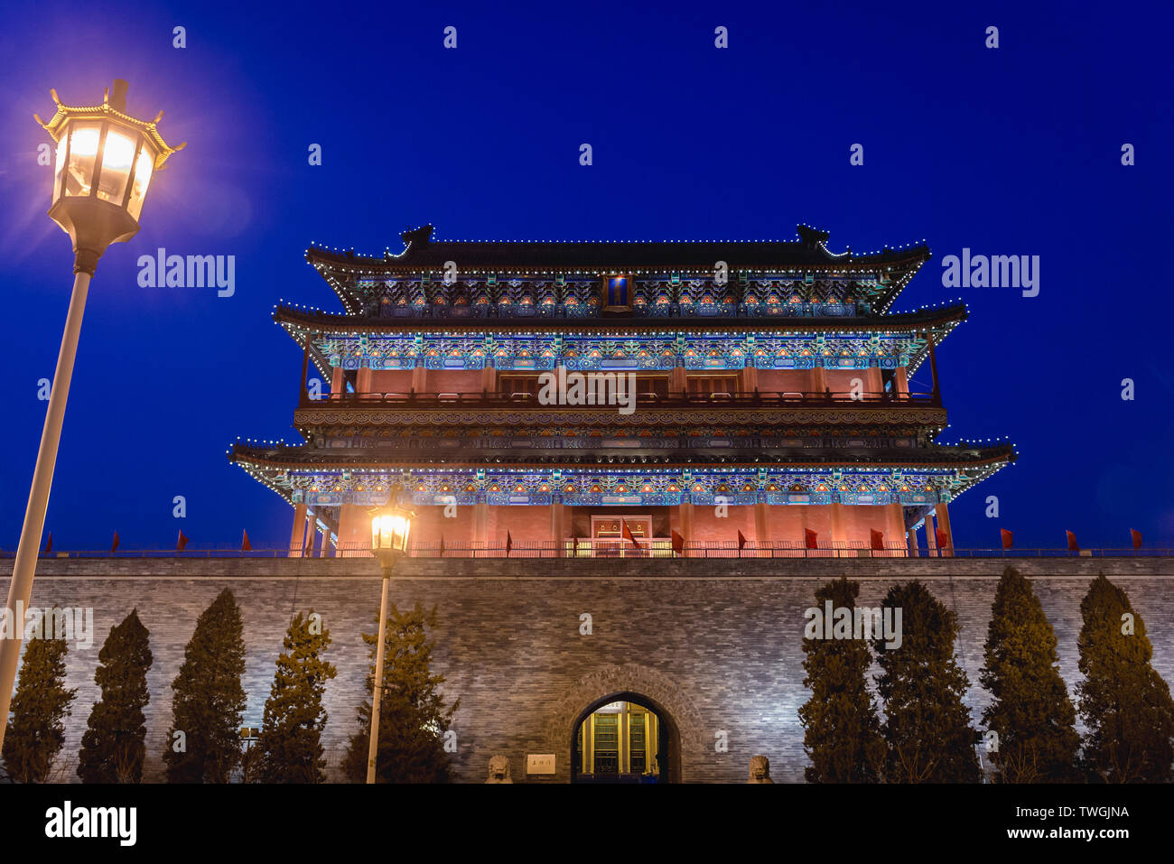 Evening view on Zhengyangmen gate house - part of the ancient city walls in Beijing, capital city of China Stock Photo